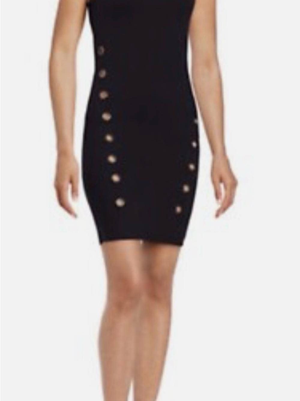 Design Lab Lord& Taylor Black Eyelet-Detail Bodycon Dress